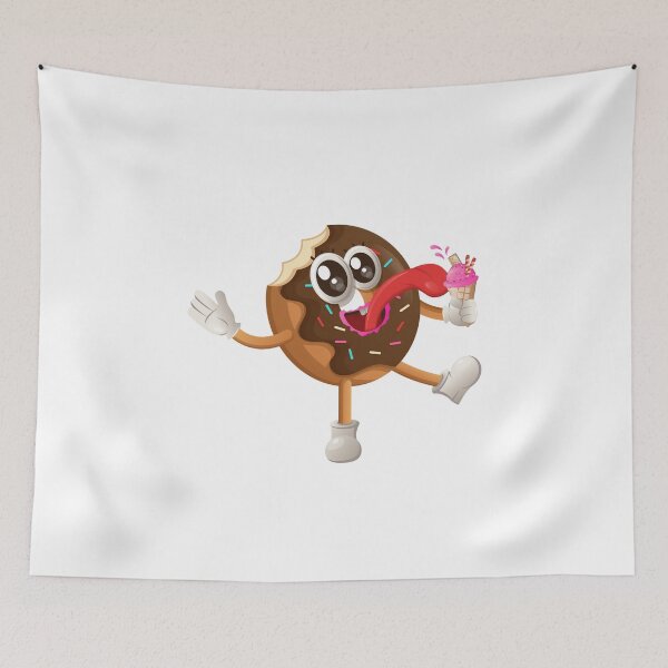Item preview, Funny Donut Eating Ice Cream – Cute Dessert Cartoon Character designed and sold by Graphizia.