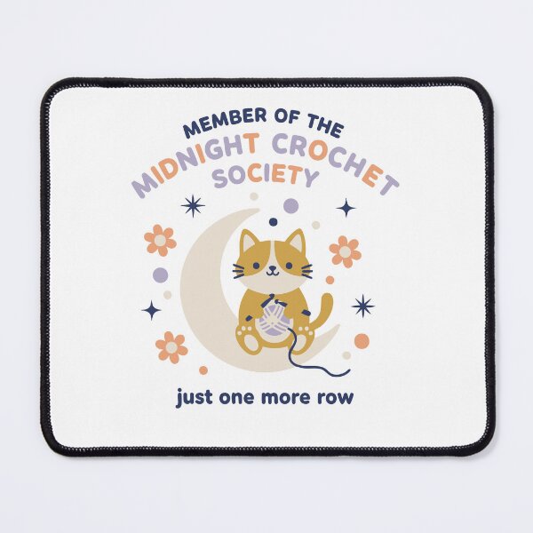 Item preview, Midnight Crochet Society Just One More Row Cat designed and sold by LuminOrb.