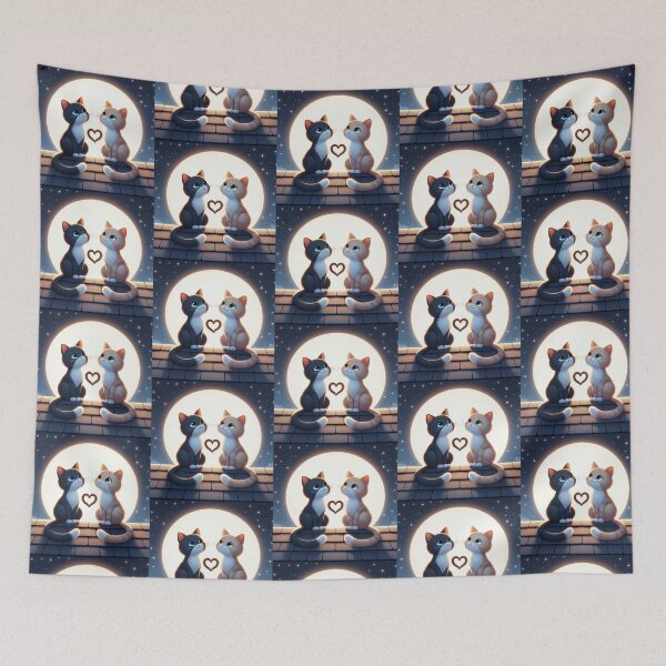 Item preview, Moonlight Cats – Valentine’s Rooftop Romance designed and sold by Dogandesighn.
