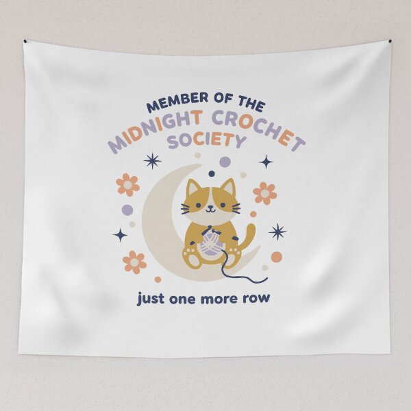 Item preview, Midnight Crochet Society Just One More Row Cat designed and sold by LuminOrb.