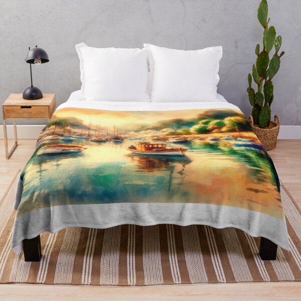 Item preview, Sunlit Boats in Tranquil Harbor designed and sold by paulrommer.