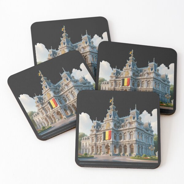 Item preview,  Belgium Palace Square – Elegant Royal Architecture with Belgian Flag , designed and sold by PaintMeWorld.