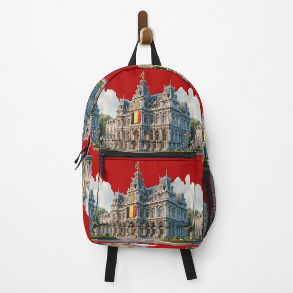 Item preview, Belgium Palace Square – Elegant Royal Architecture with Belgian Flag , designed and sold by PaintMeWorld.