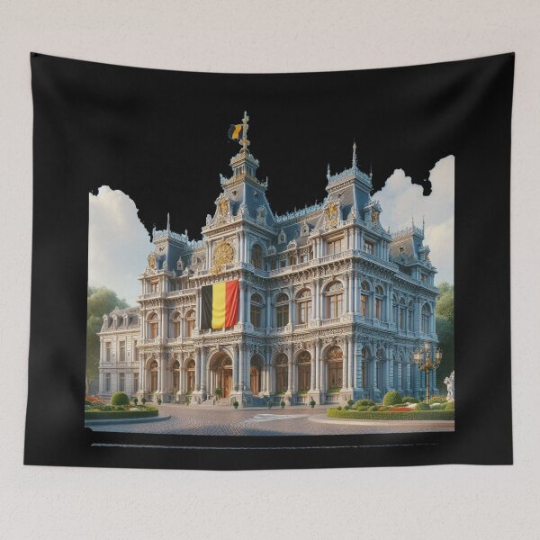 Item preview,  Belgium Palace Square – Elegant Royal Architecture with Belgian Flag , designed and sold by PaintMeWorld.