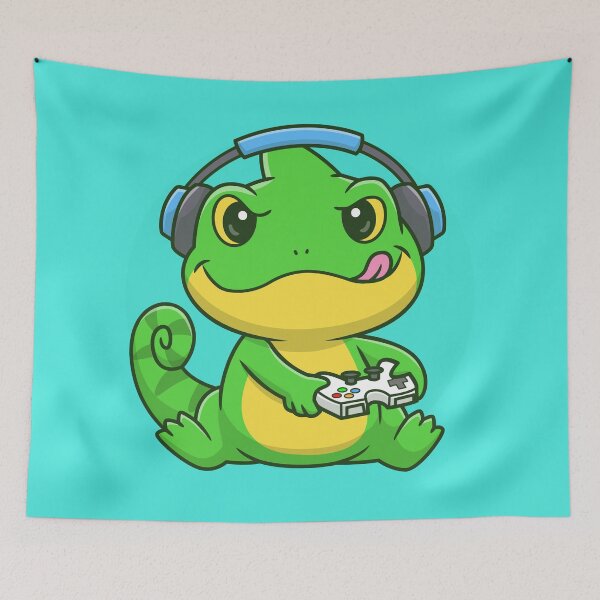 Artikelvorschau, Chamäleon-Gaming-Controller-Gamer-Kunst entworfen und verkauft von Retr0Tshirts.
