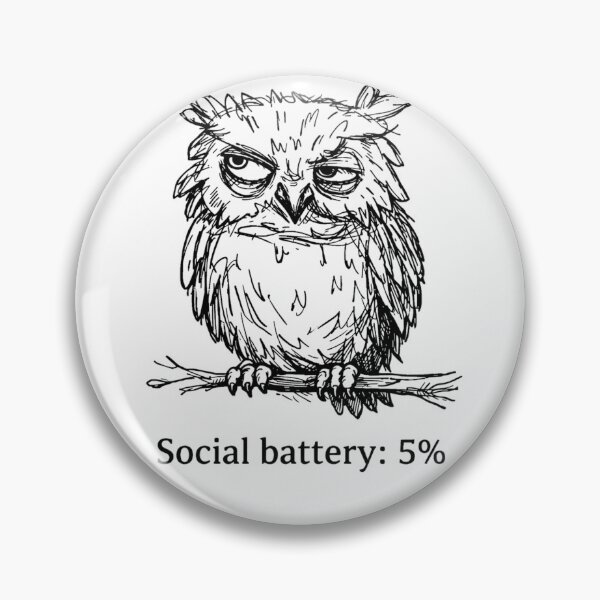 Item preview, Social Battery: 5% – Tired Owl Illustration - annoyed, tired owl designed and sold by Art by M.H..