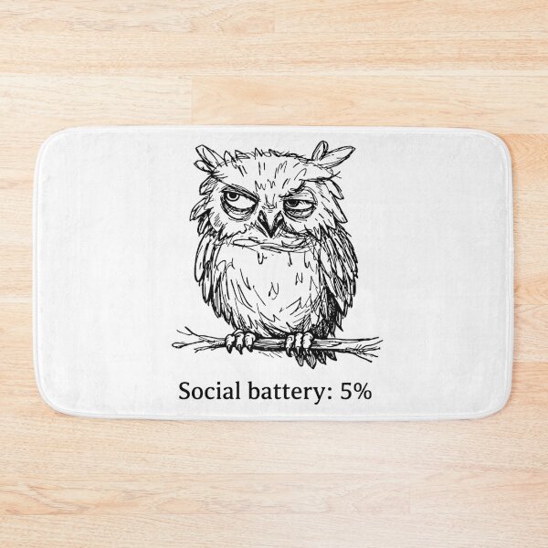 Item preview, Social Battery: 5% – Tired Owl Illustration - annoyed, tired owl designed and sold by Art by M.H..