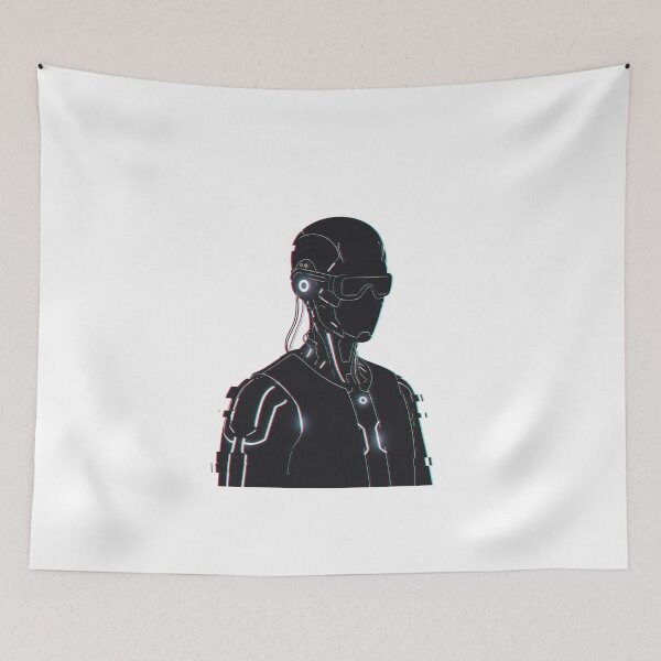 Item preview, Minimal Glitch Cyborg Profile Futuristic Cyberpunk Art designed and sold by INNER WINNER YOU.