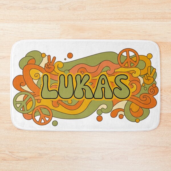 Item preview, Lukas Retro Groovy 70s Peace Sign Name Art designed and sold by MBBialyPiksel.