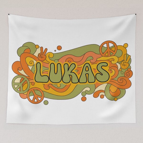 Item preview, Lukas Retro Groovy 70s Peace Sign Name Art designed and sold by MBBialyPiksel.