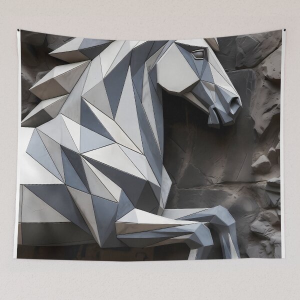 Item preview, Horse Theme Rock Wall Mural (image size 7840x11680) designed and sold by Digital-Davinci.