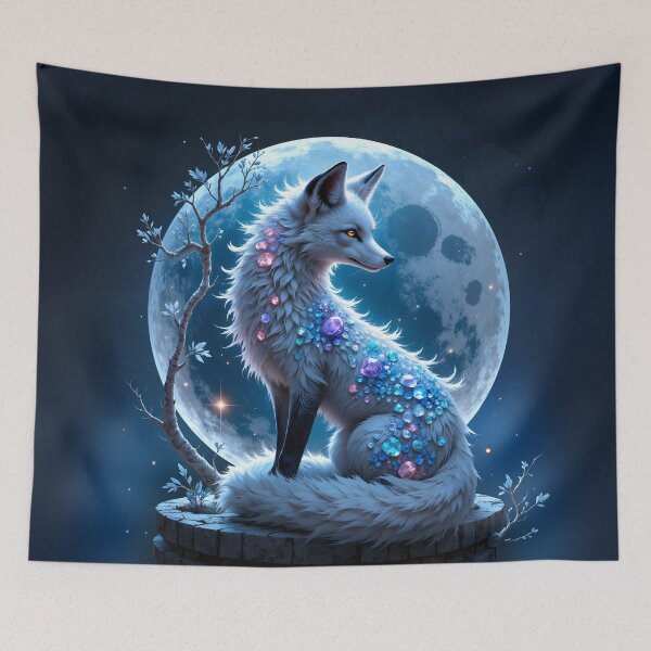 Item preview, Moonlit Crystal Fox – Guardian of Silent Dreams designed and sold by nicky2342.