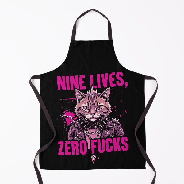 Item preview, Nine Lives Zero Fucks Neon Pink Punk Rock Cat In Leather Jacket designed and sold by 89BLACK.