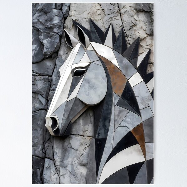 Item preview, Horse Theme Rock Wall Mural (image size 7840x11680) designed and sold by Digital-Davinci.