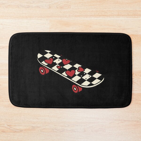 Item preview, Retro Heart Checkered Skateboard Art designed and sold by InkRebelprint.