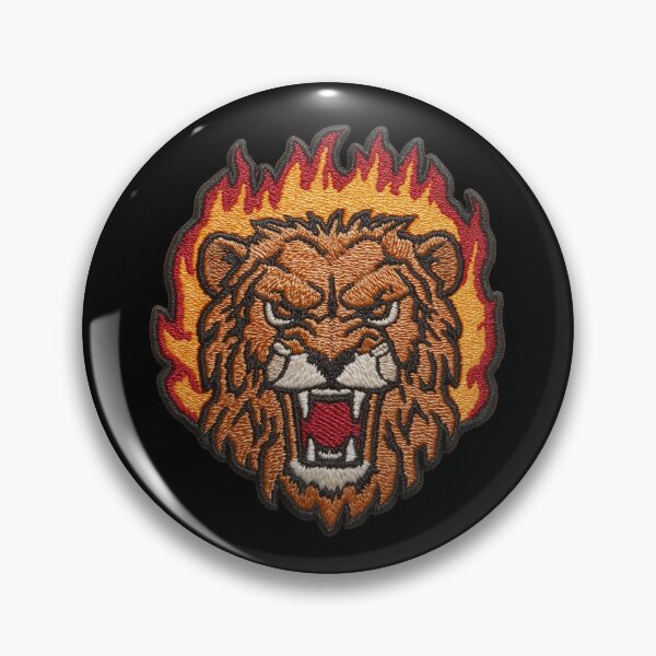 Item preview, Lion Fire Head Patch Embroidery Fabric Stitched Patch designed and sold by HappyPatchClub.