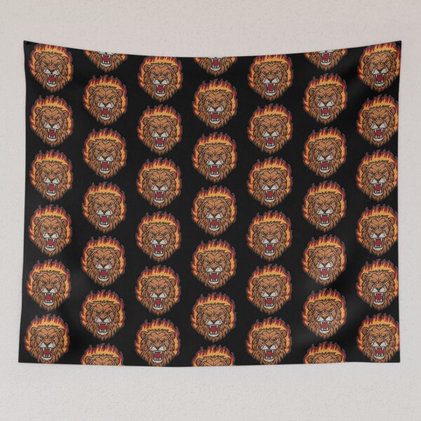 Item preview, Lion Fire Head Patch Embroidery Fabric Stitched Patch designed and sold by HappyPatchClub.