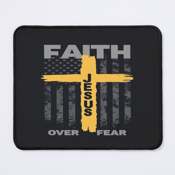 Item preview, Faith Over Fear Jesus Cross Design – Patriotic Christian Art with American Flag for Apparel & Gifts designed and sold by Bright Nest Studio.