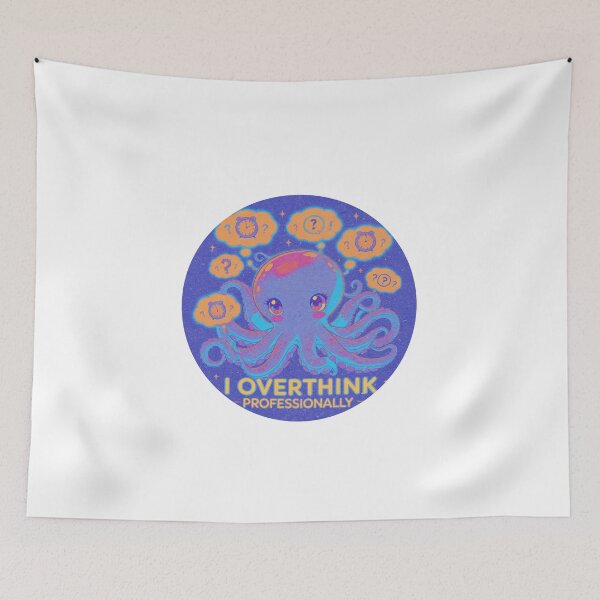 Item preview, I Overthink Professionally modern cartoon art designed and sold by SloganSauce.