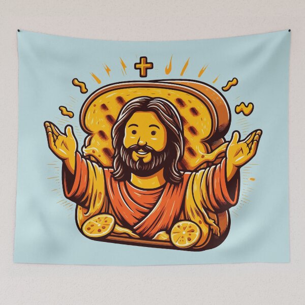Item preview, Grilled Cheesus Funny Religious Meme Sticker designed and sold by Retr0Tshirts.