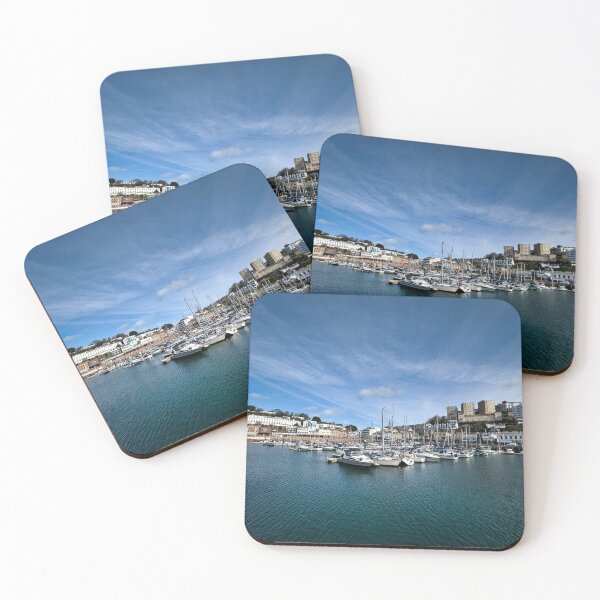 Item preview, Torquay Marina Devon Sunny Day Photography – Coastal Harbour Print designed and sold by leonwoods.