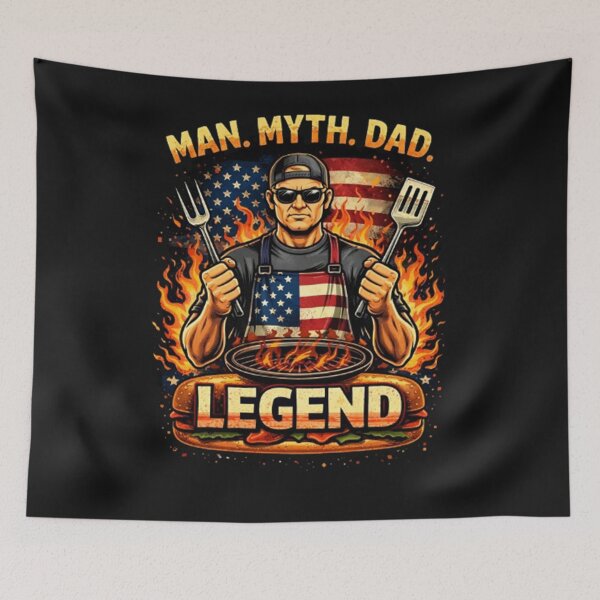 Item preview, Man. Myth. Dad. Legend – Funny BBQ Father T-Shirt designed and sold by Deenx35.