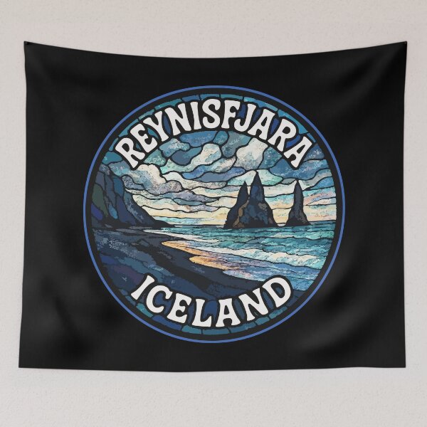 Item preview, Reynisfjara Beach Iceland Stained Glass Travel designed and sold by TomFrontierArt.