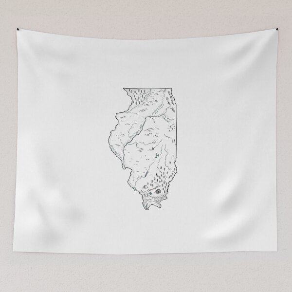 Item preview, Illinois Illustrated Map – Hand-Drawn Rivers & Nature Adventure Sketch designed and sold by Paper Drip.