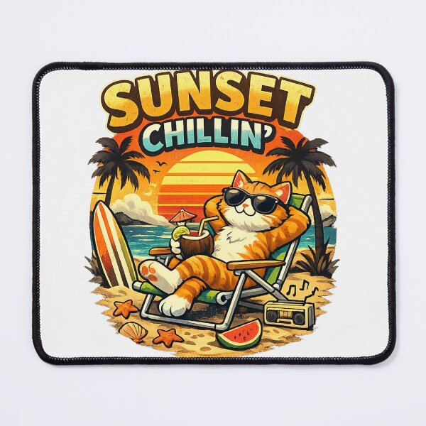 Item preview, Sunset Chillin’ Beach Cat Vibes designed and sold by GrawerekCom.