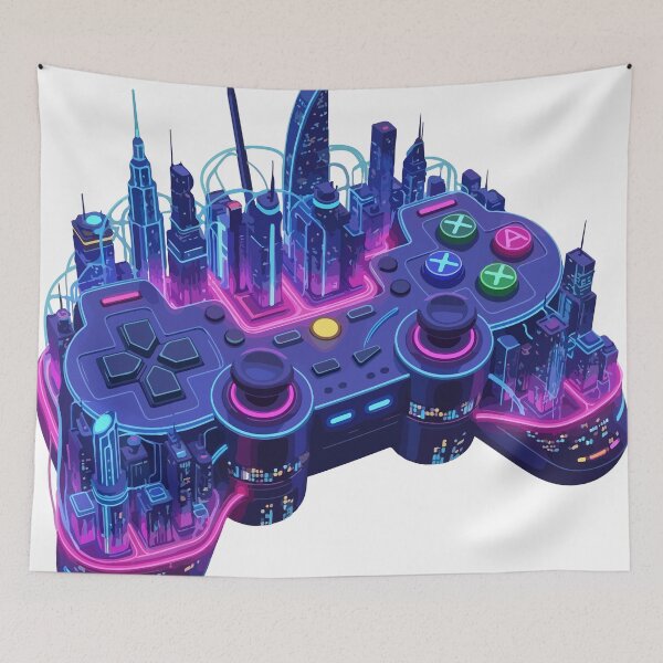 Item preview, Cyber City Gamer Controller neon cyber city style designed and sold by ArtElegancy.