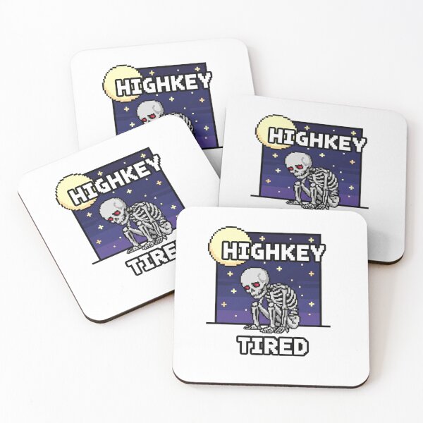 Item preview, HIGHKEY TIRED Pixel Skeleton Design designed and sold by TinyJoy Studio.