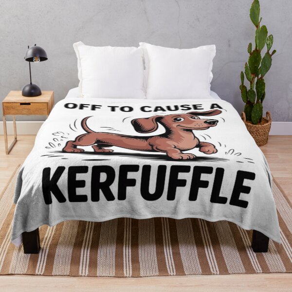 Item preview, Off to Cause a Kerfuffle – Funny Dachshund Cartoon Illustration designed and sold by Tomasz Siennicki.