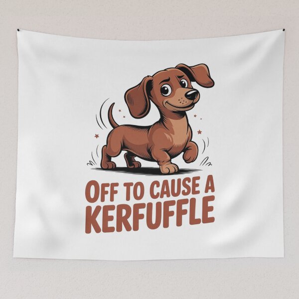 Item preview, Off to Cause A Kerfuffle Dachshund – Funny Dog Lover Cartoon Shirt designed and sold by Tomasz  Siennicki.