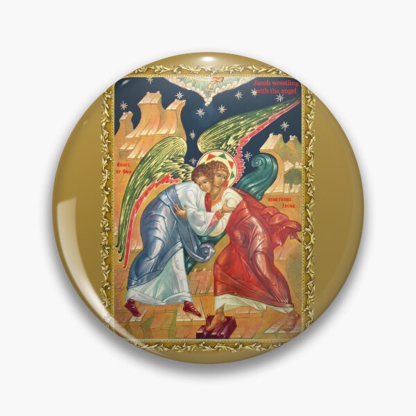 Item preview, icon Jacob wrestling with the angel, orthodox icon framed designed and sold by orthodox-icon.