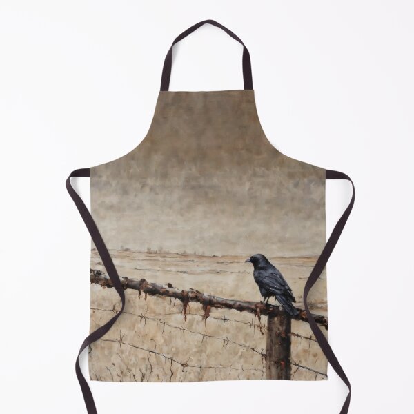Item preview, Black Crow on Barbed Wire – Dark Nihilistic Oil Painting designed and sold by Visualynx.