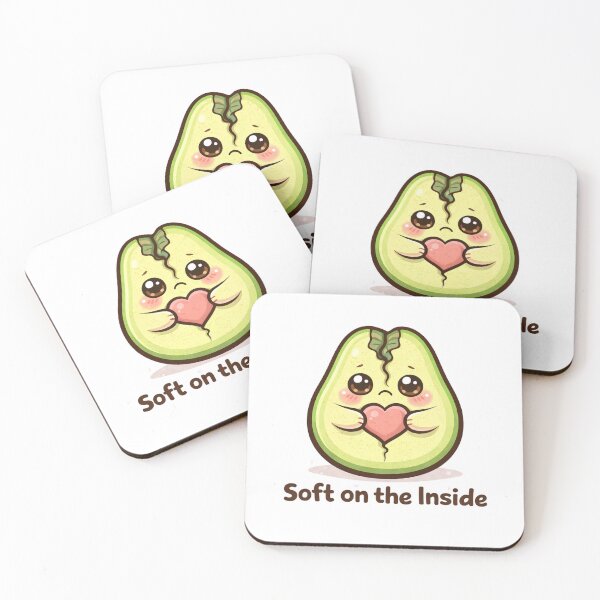 Item preview, Soft on the Inside Avocado T Shirt – Cute Kawaii Avocado Illustration with Heart Quote designed and sold by Lumiart1408.