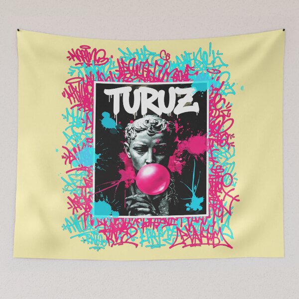 Item preview, Turuz Graffiti Bust Bubble - Classical Sculpture Blowing Pink Street Art Poster designed and sold by Italian Ink Studio.