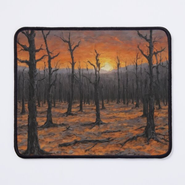 Item preview, Burned Forest at Sunset – Apocalyptic Nihilistic Oil Painting designed and sold by Visualynx.