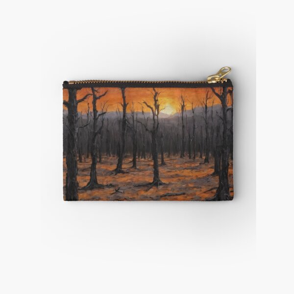 Item preview, Burned Forest at Sunset – Apocalyptic Nihilistic Oil Painting designed and sold by Visualynx.