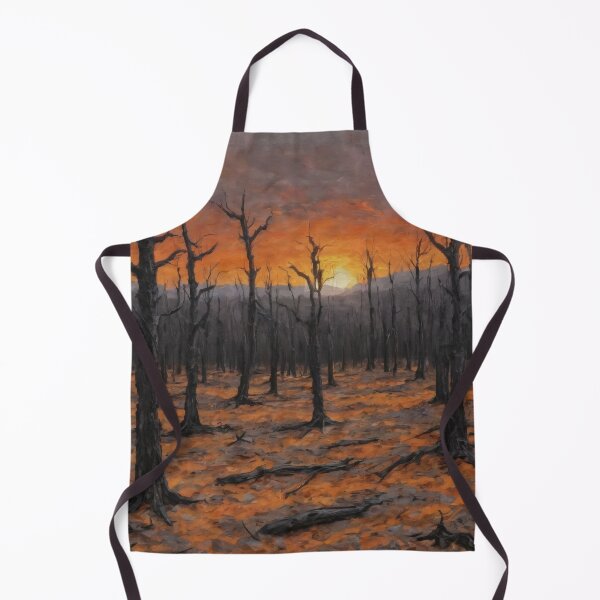 Item preview, Burned Forest at Sunset – Apocalyptic Nihilistic Oil Painting designed and sold by Visualynx.