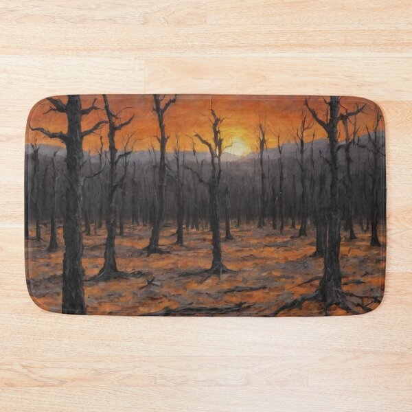 Item preview, Burned Forest at Sunset – Apocalyptic Nihilistic Oil Painting designed and sold by Visualynx.