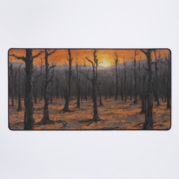 Item preview, Burned Forest at Sunset – Apocalyptic Nihilistic Oil Painting designed and sold by Visualynx.
