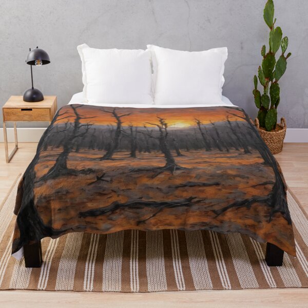 Item preview, Burned Forest at Sunset – Apocalyptic Nihilistic Oil Painting designed and sold by Visualynx.