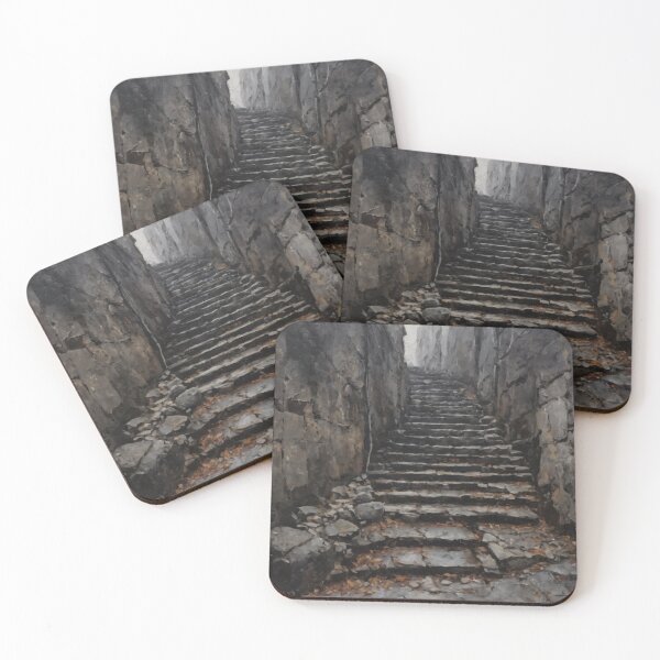 Item preview, Mysterious Stone Staircase to the Light - Dark Atmospheric Oil Painting designed and sold by Visualynx.