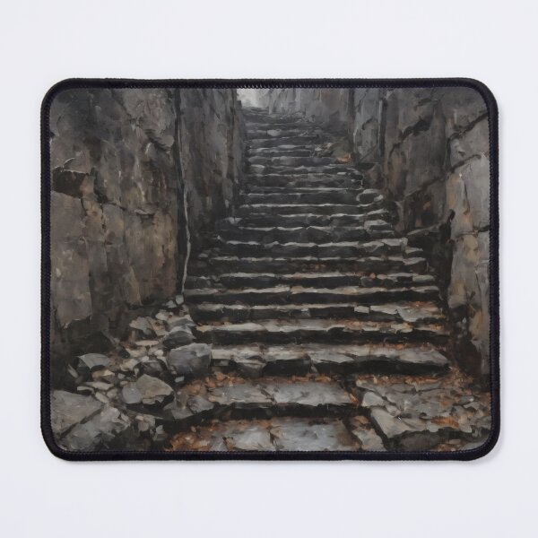 Item preview, Mysterious Stone Staircase to the Light - Dark Atmospheric Oil Painting designed and sold by Visualynx.