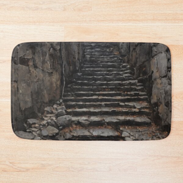 Item preview, Mysterious Stone Staircase to the Light - Dark Atmospheric Oil Painting designed and sold by Visualynx.