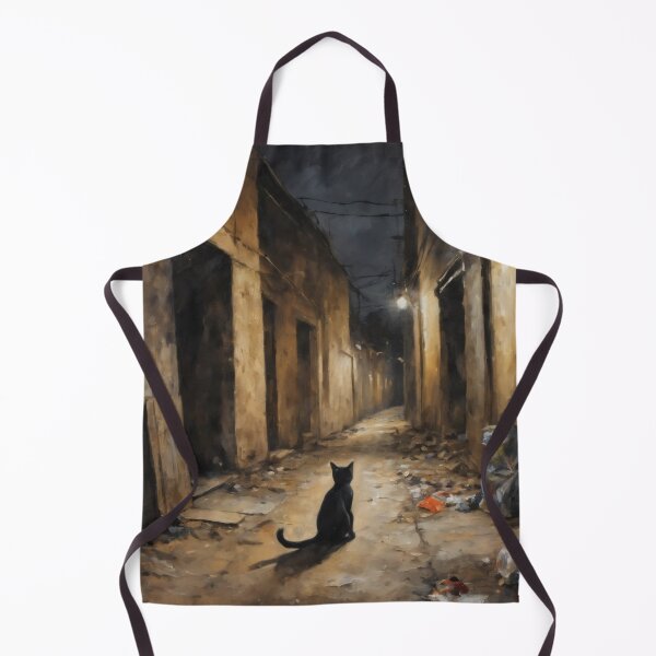Item preview, Solitary Black Cat in Dark City Alley - Urban Noir Art designed and sold by Visualynx.
