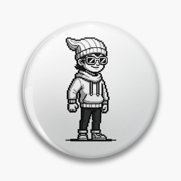 Item preview, Chill 8 Bit Character Pixel Art B&W Hoodie Sunglasses designed and sold by INNER WINNER YOU.