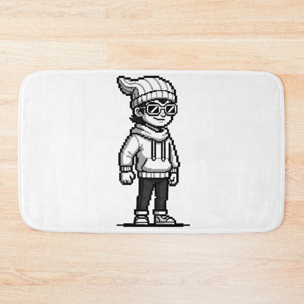 Item preview, Chill 8 Bit Character Pixel Art B&W Hoodie Sunglasses designed and sold by INNER WINNER YOU.