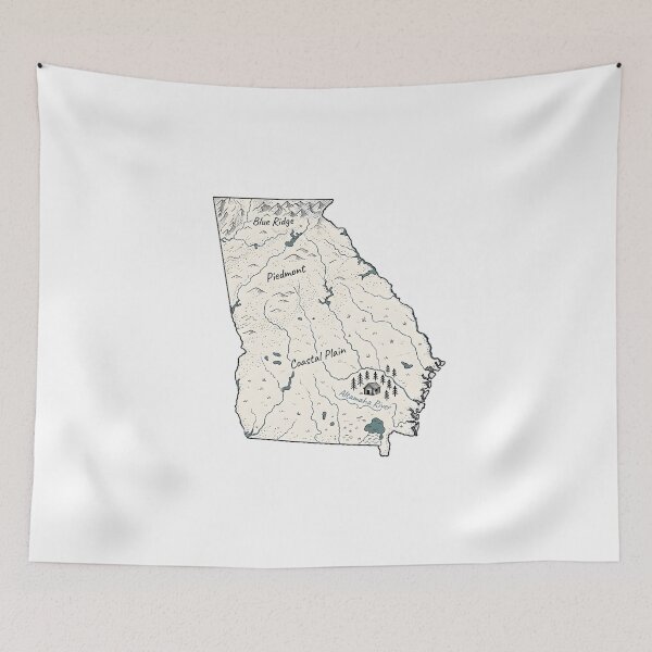 Item preview, Georgia Illustrated Map – Hand-Drawn Rivers & Nature Adventure Sketch designed and sold by Paper Drip.